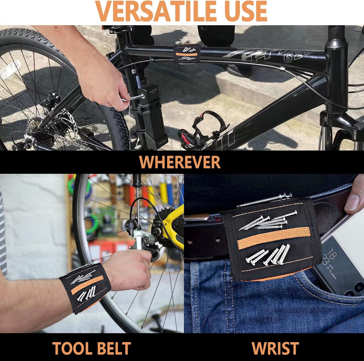 MENDPRO Screw Holder Wristband – Home Garage Organizer for Basement Workshop and Kitchen Appliance Fixes