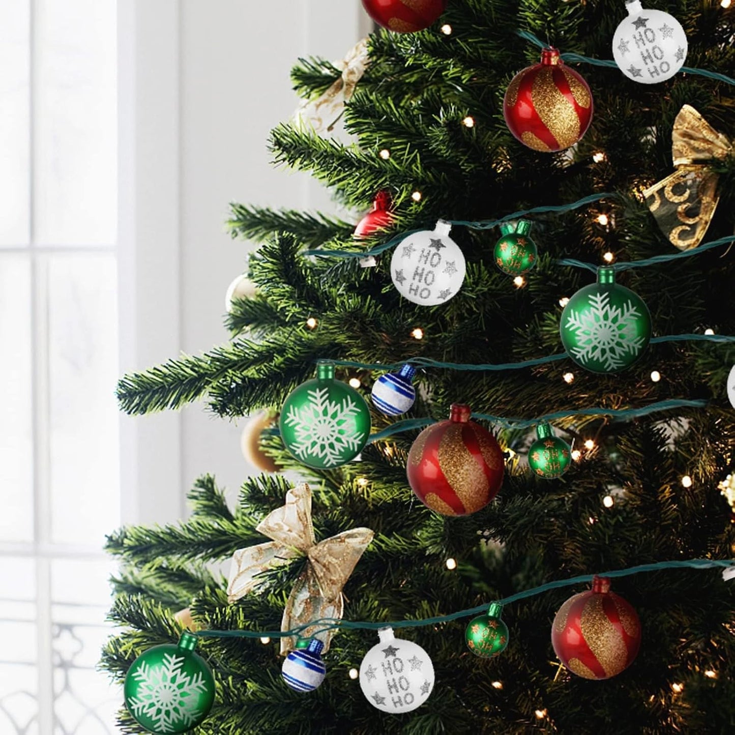 MerryMuse Understated Christmas Ornament Lights, Simple Plug-in Strand for Intentional Small Space Decorating