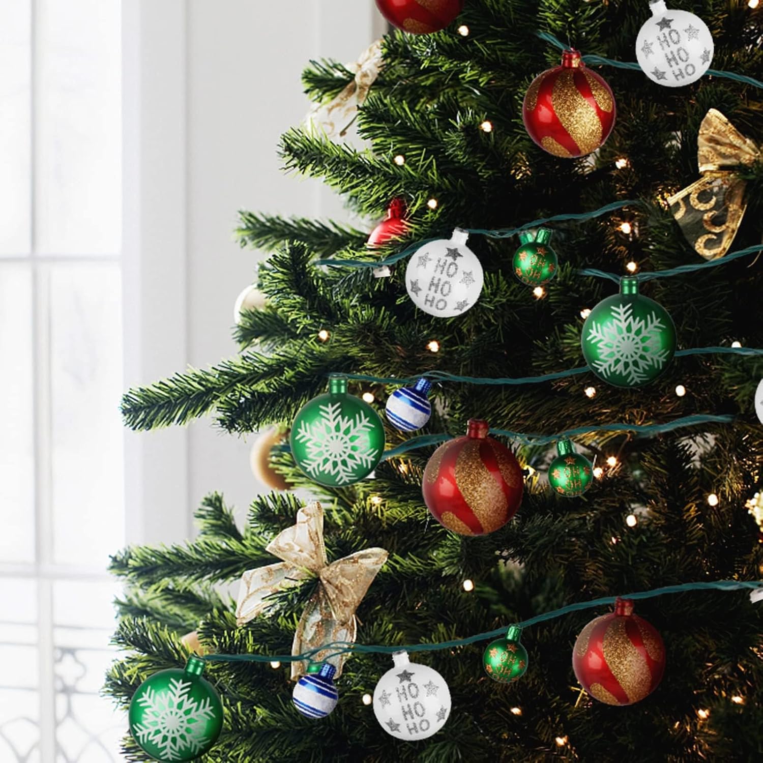 MerryMuse Understated Christmas Ornament Lights, Simple Plug-in Strand for Intentional Small Space Decorating