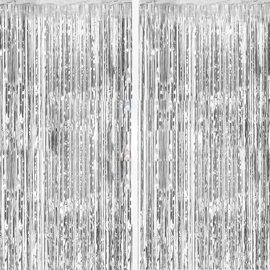metallic tinsel foil construction with shiny reflective surface