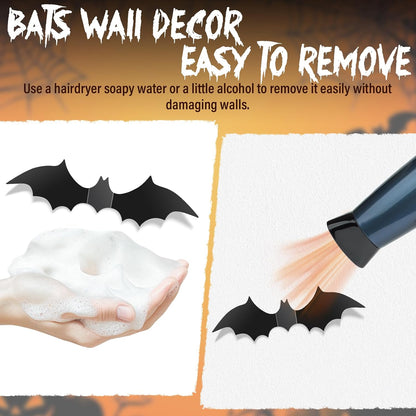 MidnightCove Bendable Bat Stickers – Spooky Aesthetic Accent for Front Porch and Entryway Walls