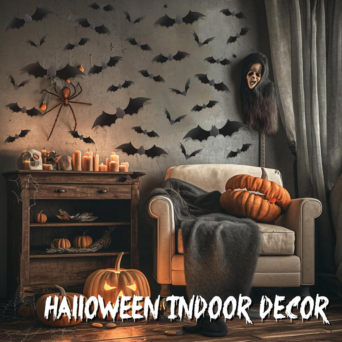 MidnightCove Bendable Bat Stickers – Spooky Aesthetic Accent for Front Porch and Entryway Walls