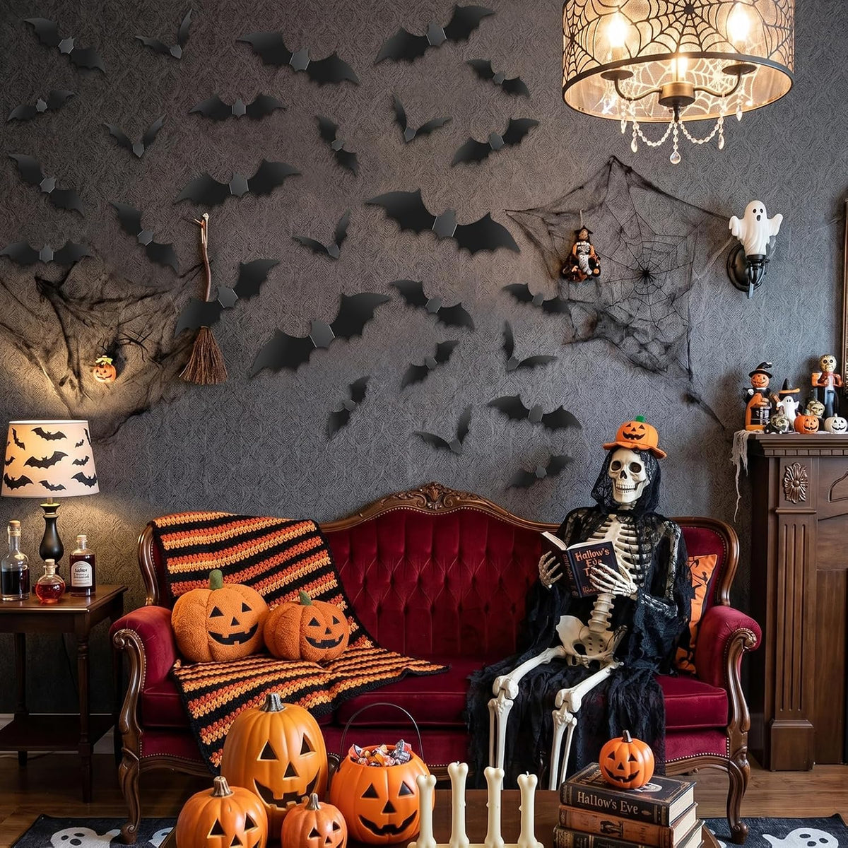 MidnightCove Bendable Bat Stickers – Spooky Aesthetic Accent for Front Porch and Entryway Walls