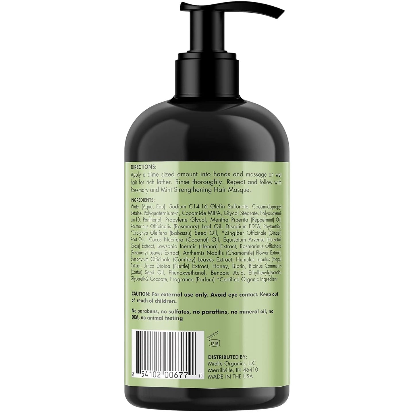 Mielle Organics Rosemary Mint Biotin Shampoo – Invigorating Rosemary and Mint Scented Cleanser for Aromatherapy Shower Experience, 12 oz