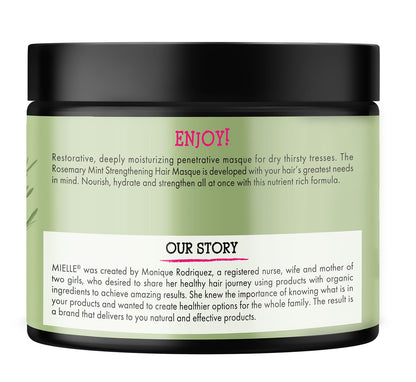 Mielle Organics Rosemary Mint Strengthening Hair Mask – Premium Biotin Hair Treatment for Curly, Coily & Chemically-Treated Strands, 12 Ounce