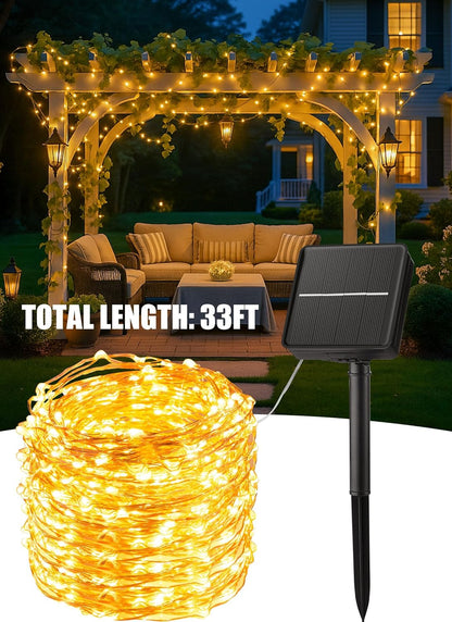 Minetom Aesthetic Solar String Lights, 33Ft 100 LED Soft Glow Lights for Boho and Minimalist Interior Styling