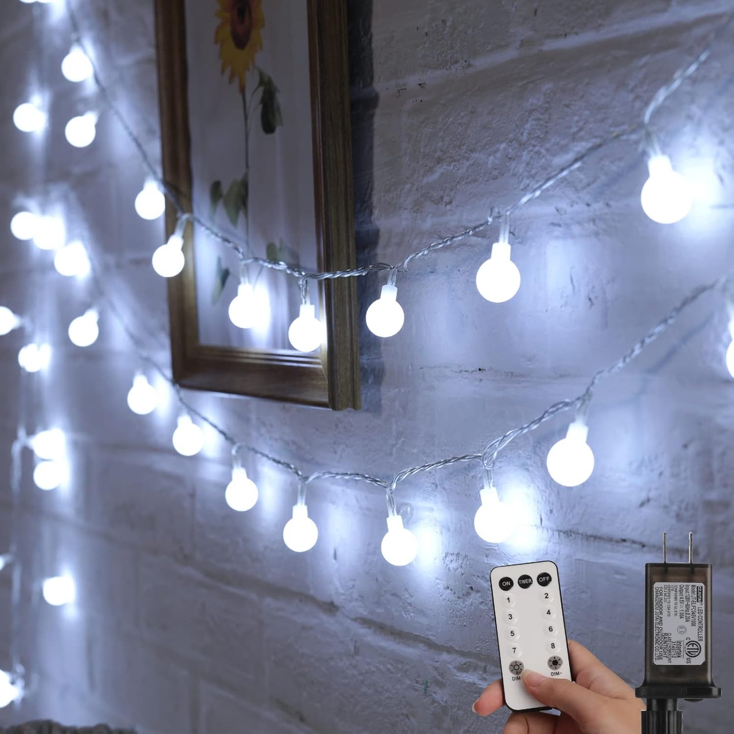 Minetom Globe String Lights – Safe Overnight Bedroom Lights with 6-Hour Auto Shutoff Timer, Shatterproof Cool-Touch UL Listed Plug-in Fairy Lights