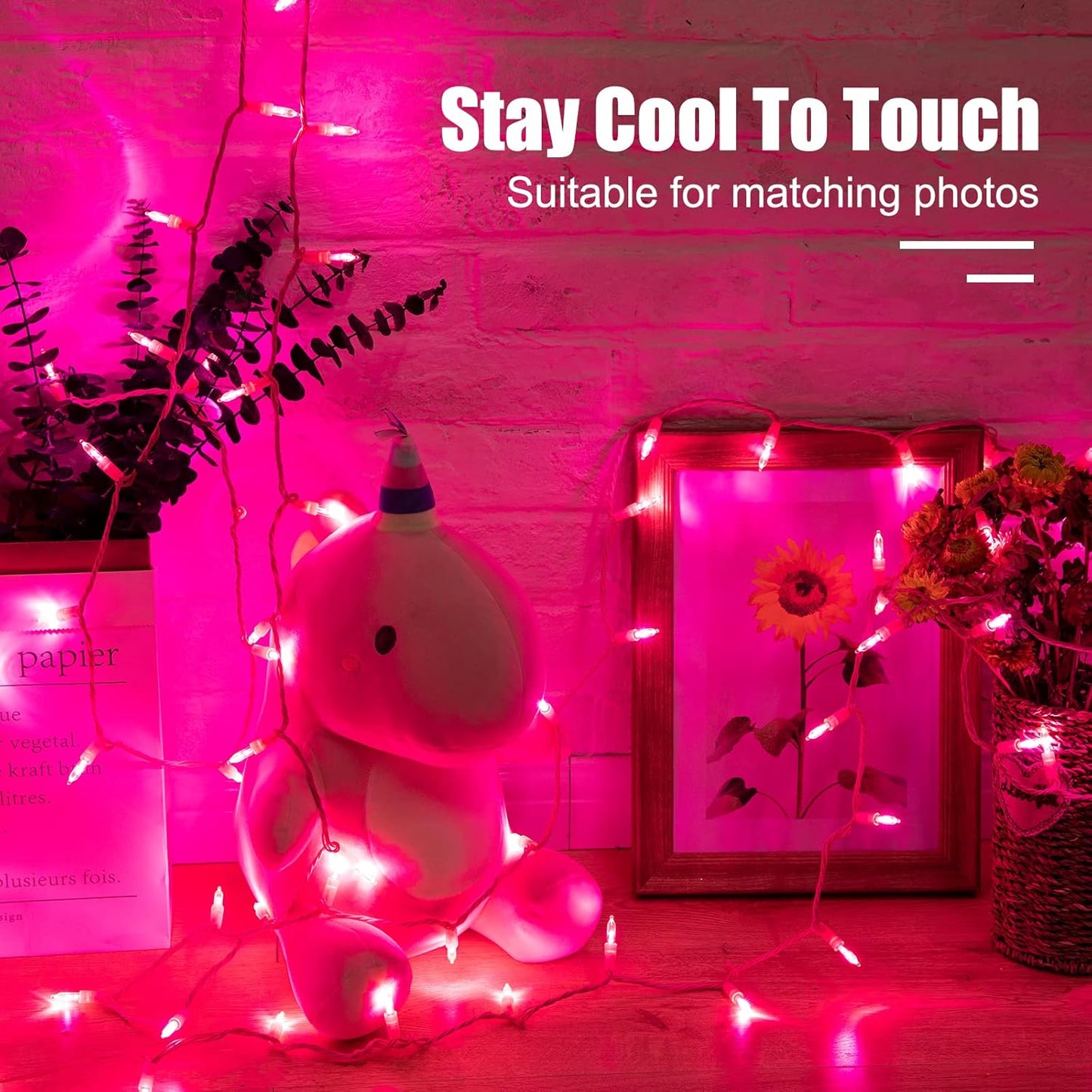 Minetom Pink String Lights – Playroom and Dorm Room Glow, ETL-Certified 39ft LED Lights Safe Around Children