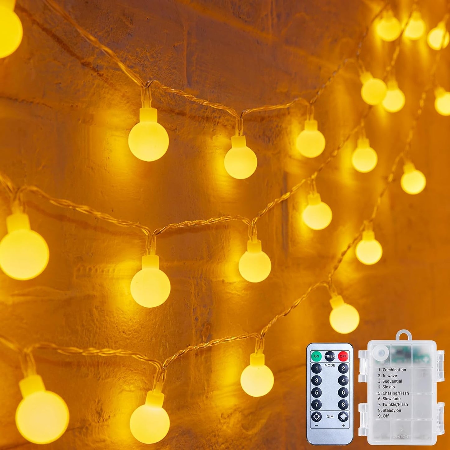 Minetom Shatterproof Globe String Lights – Child-Safe Battery Powered Lights for Holiday Trees & Family Gatherings