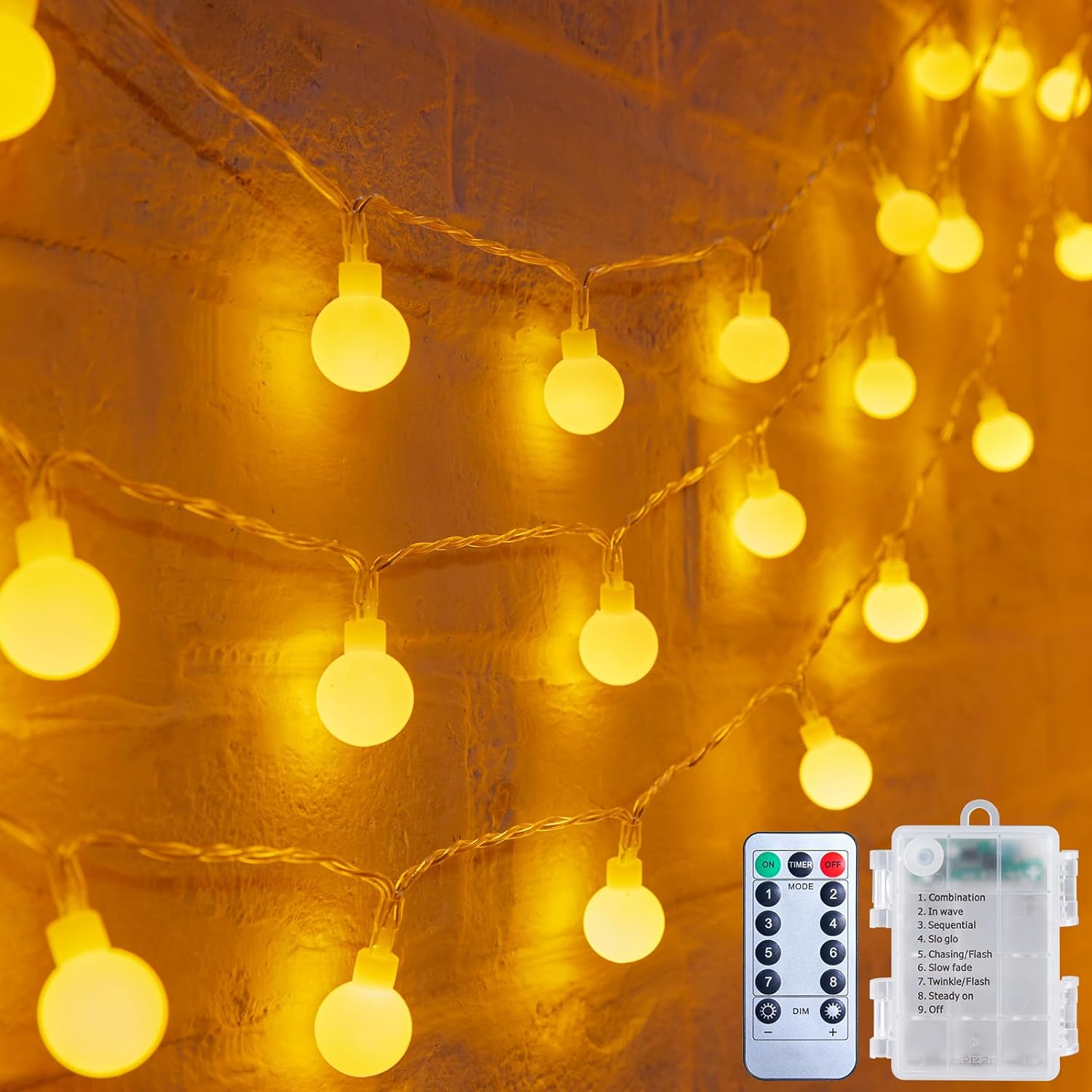 Minetom Shatterproof Globe String Lights – Child-Safe Battery Powered Lights for Holiday Trees & Family Gatherings