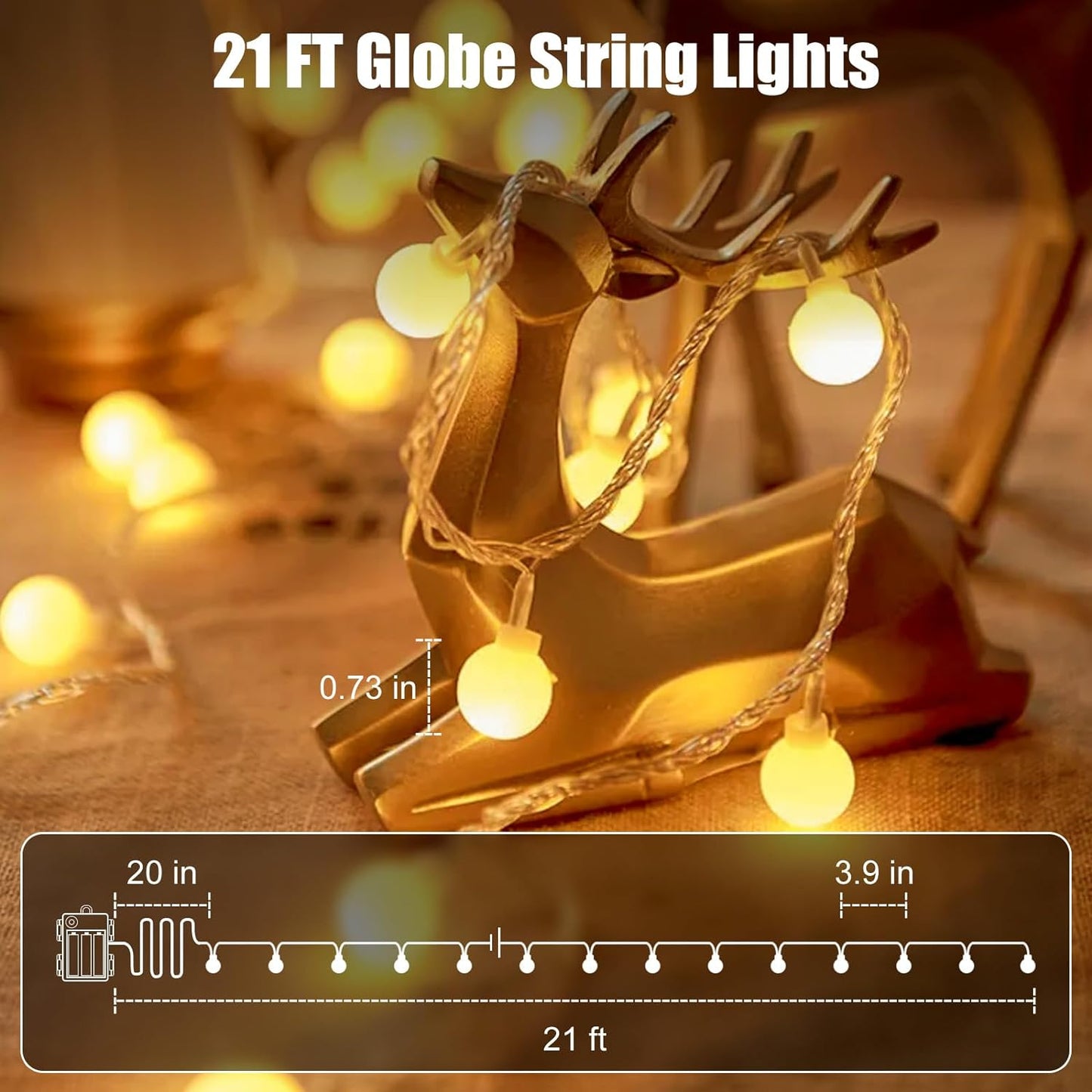 Minetom Shatterproof Globe String Lights – Child-Safe Battery Powered Lights for Holiday Trees & Family Gatherings