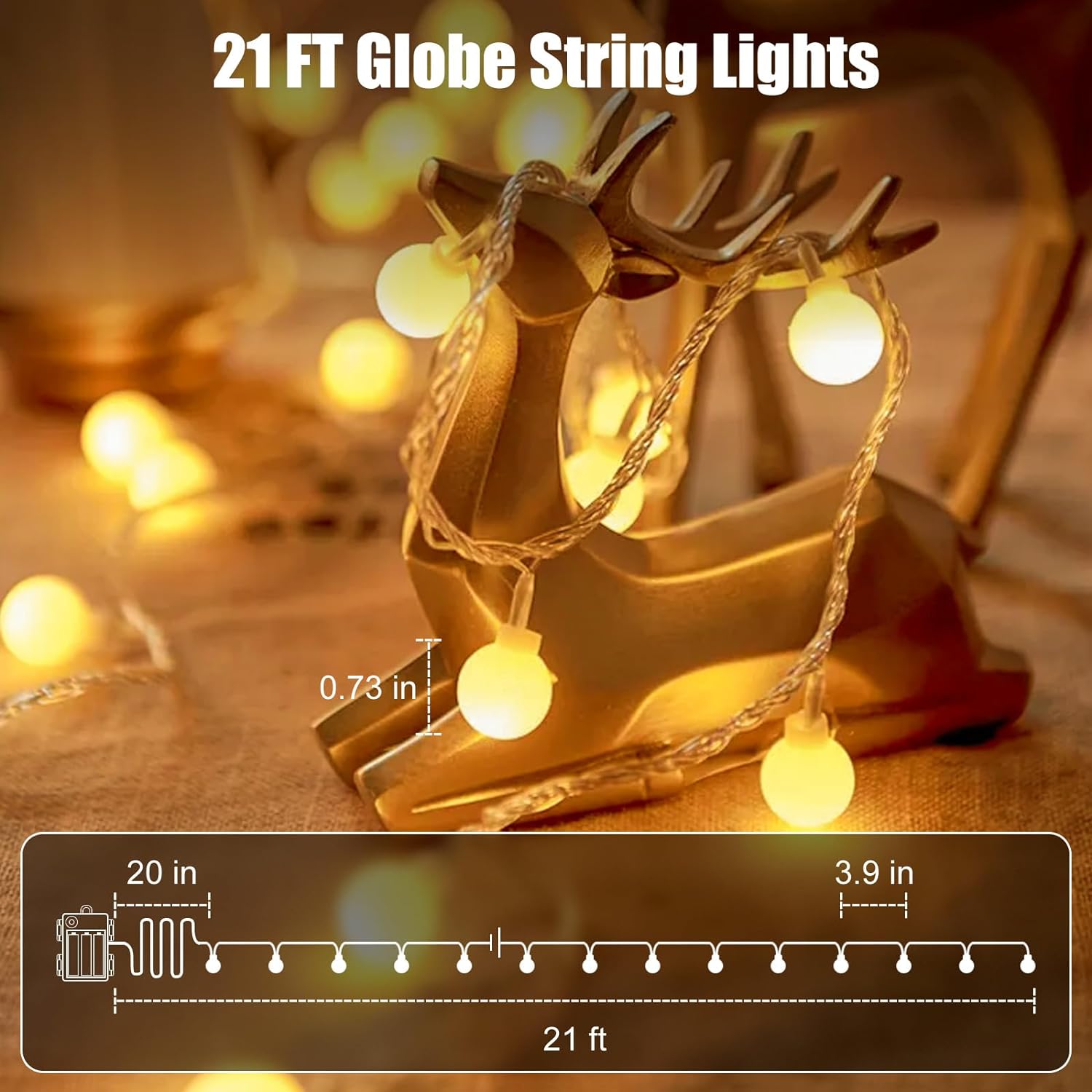 Minetom Shatterproof Globe String Lights – Child-Safe Battery Powered Lights for Holiday Trees & Family Gatherings