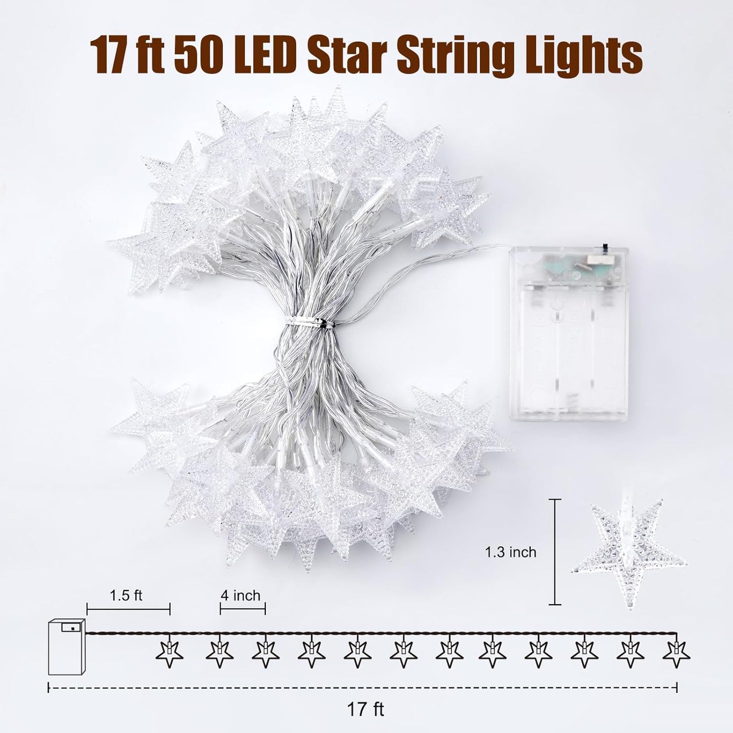 Minetom Star String Lights Battery Operated – Outdoor Dinner Party and Backyard Glow, 6-Hour Auto Timer