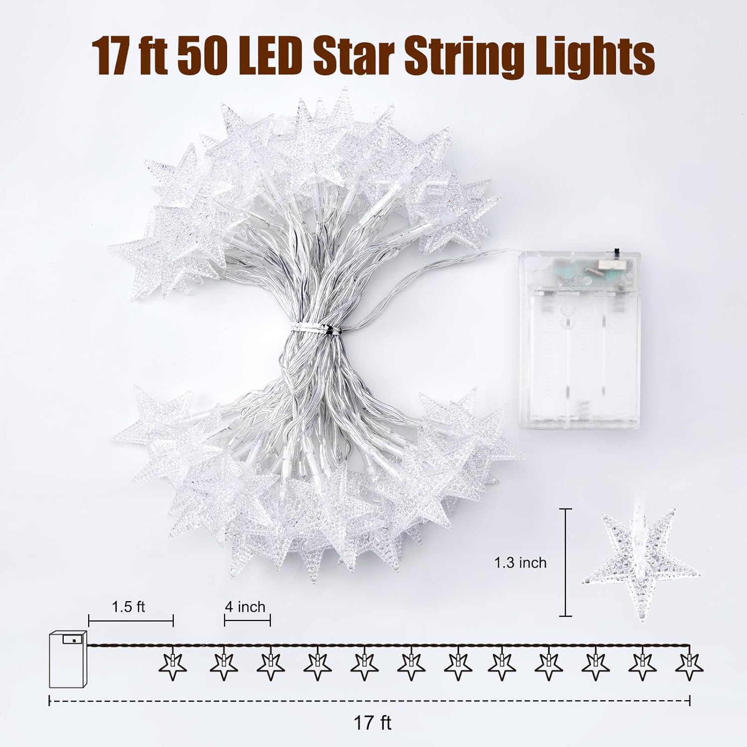 Minetom Star String Lights Battery Operated – Outdoor Dinner Party and Backyard Glow, 6-Hour Auto Timer