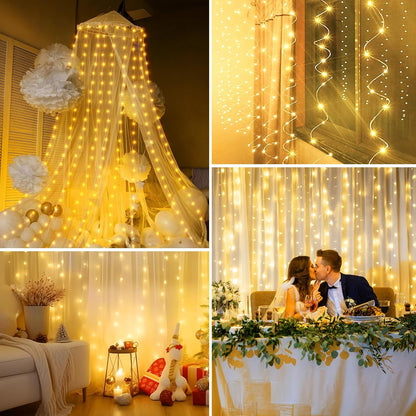 Minetom Wall Curtain Lights – Valentine's Day Gift for Girlfriend, Cozy Bedroom Mood Lighting with 8 Modes