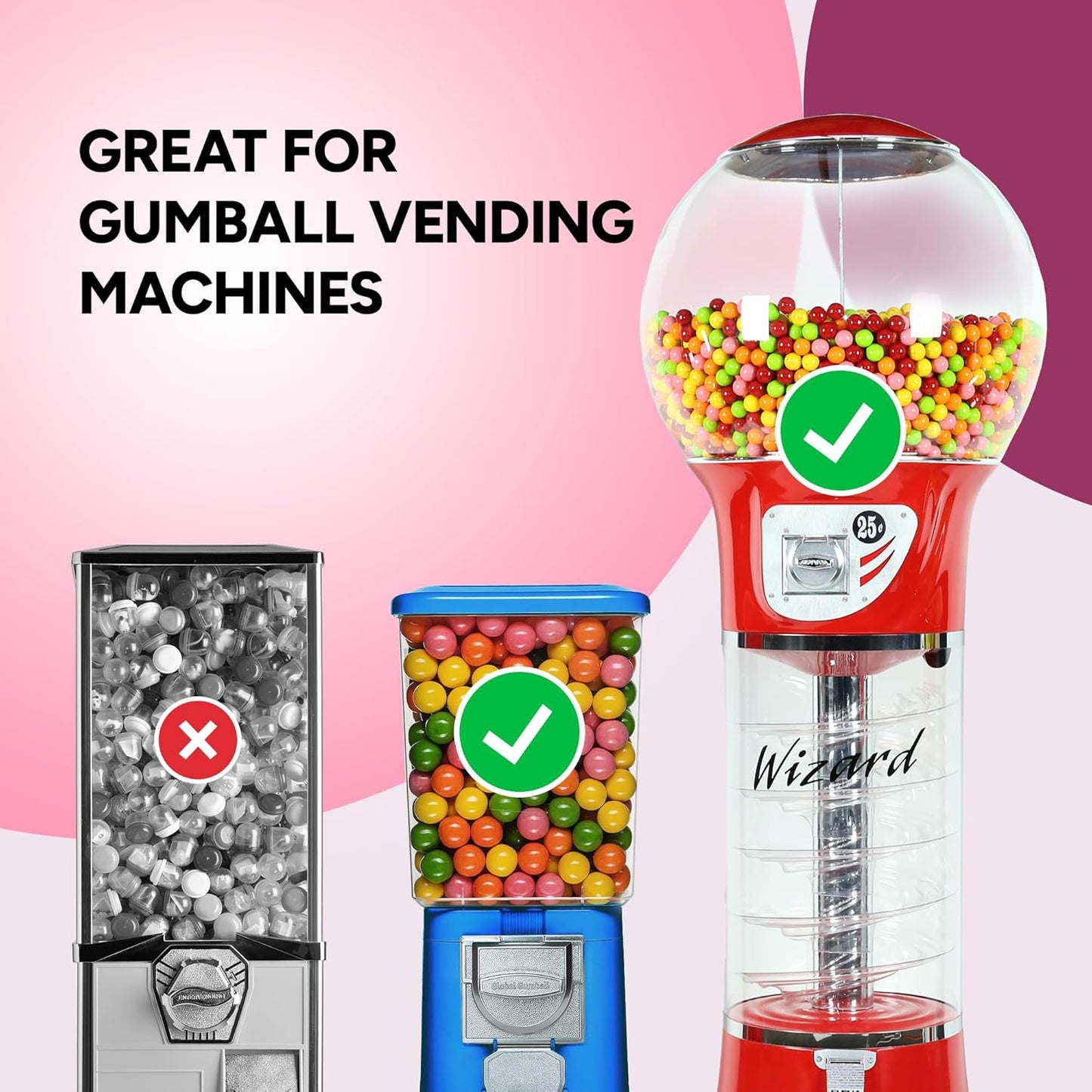 MiniMax 1 Inch Gumballs Assorted Flavors Chewing Gum for Kids Playroom Snack Jars and Backyard Parties