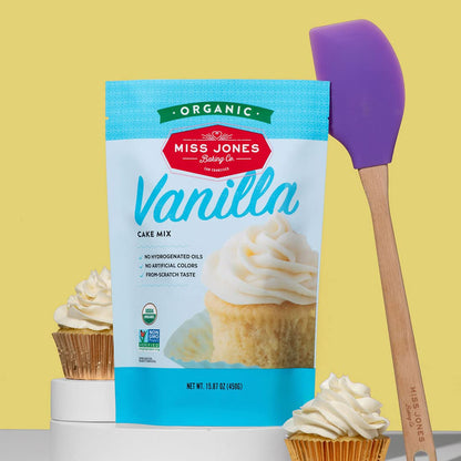 Miss Jones Baking Organic Cake Mix – Wholesome Vegan-Friendly Dessert for Health-Focused Home Kitchens, Nut-Free Yellow Cake with Simple Honest Ingredients