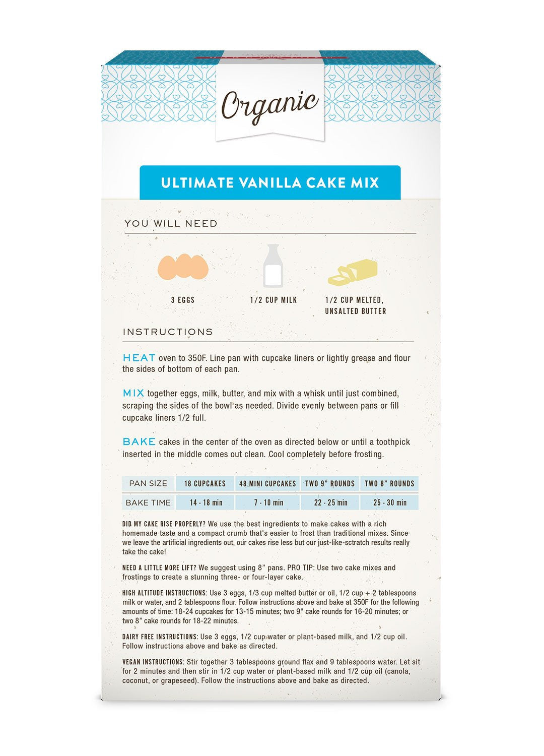 Miss Jones Baking Organic Cake Mix – Wholesome Vegan-Friendly Dessert for Health-Focused Home Kitchens, Nut-Free Yellow Cake with Simple Honest Ingredients