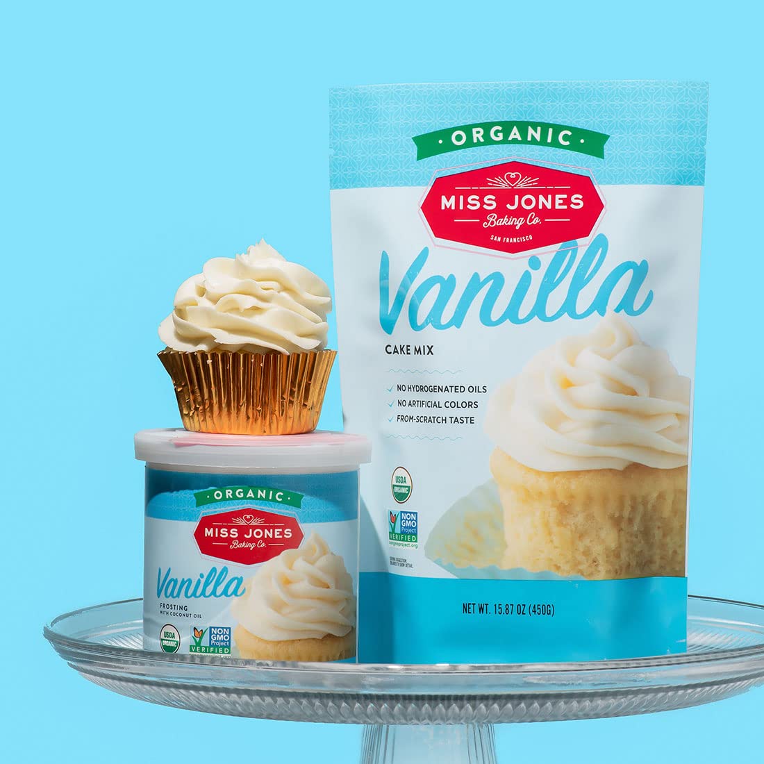Miss Jones Baking Organic Vanilla Buttercream for Label-Reading Parents, Clean-Ingredient Cake Frosting