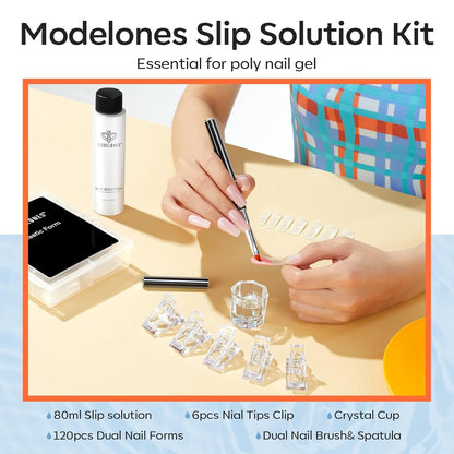 Modelones Poly Gel Anti-Stick Liquid with Dual Brush – Spa-Like At-Home Manicure for Personal Wellbeing Rituals