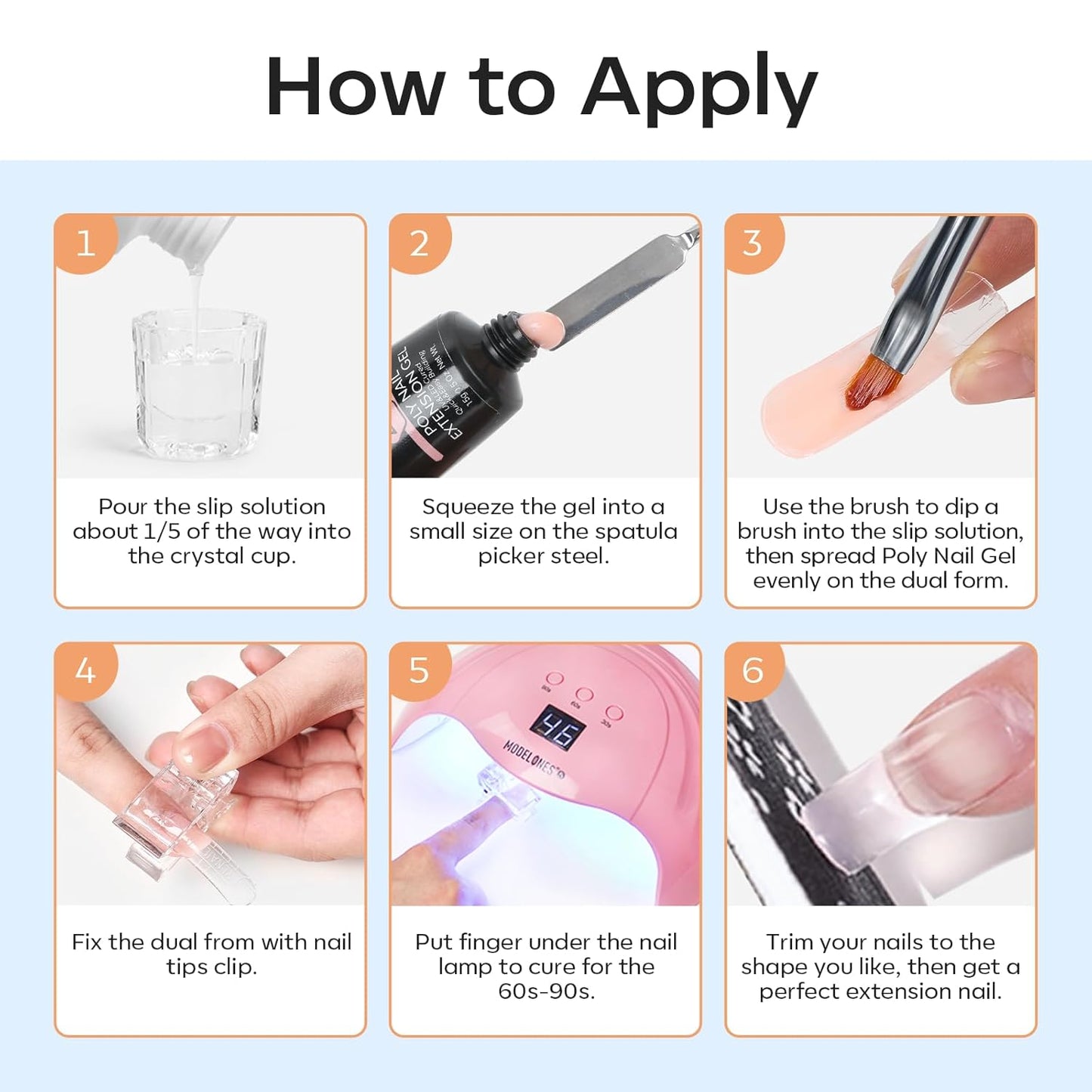 Modelones Poly Gel Slip Solution – No-Smell Brush Care Kit for Beginners Building Their First Home Nail Station