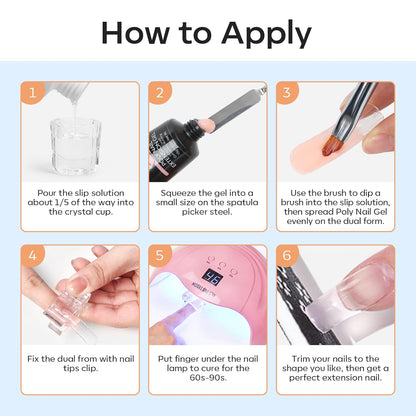 Modelones Poly Gel Slip Solution – No-Smell Brush Care Kit for Beginners Building Their First Home Nail Station