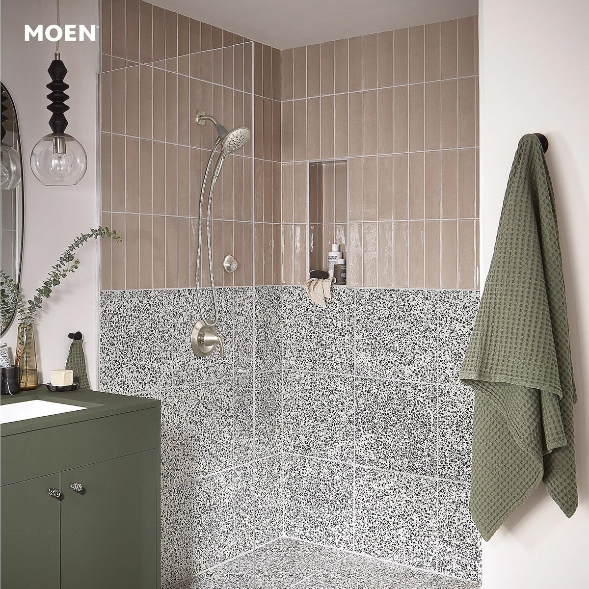 Moen Brushed Nickel Wall and Handheld Showerhead Upgrade, Valentines Day Gift for Him or Her Who Loves Spa Style
