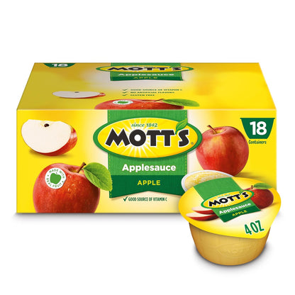 Mott's 4oz Single Serve Applesauce - Soft Easy to Eat Snack for Elderly Caregivers Hospital Trays and Assisted Living