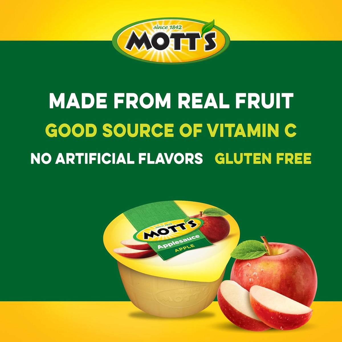 Mott's 4oz Single Serve Applesauce - Soft Easy to Eat Snack for Elderly Caregivers Hospital Trays and Assisted Living