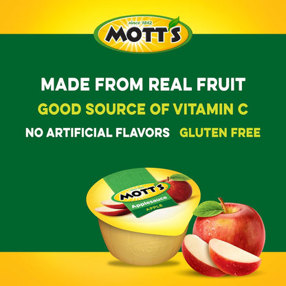 Mott's 4oz Single Serve Applesauce - Soft Easy to Eat Snack for Elderly Caregivers Hospital Trays and Assisted Living