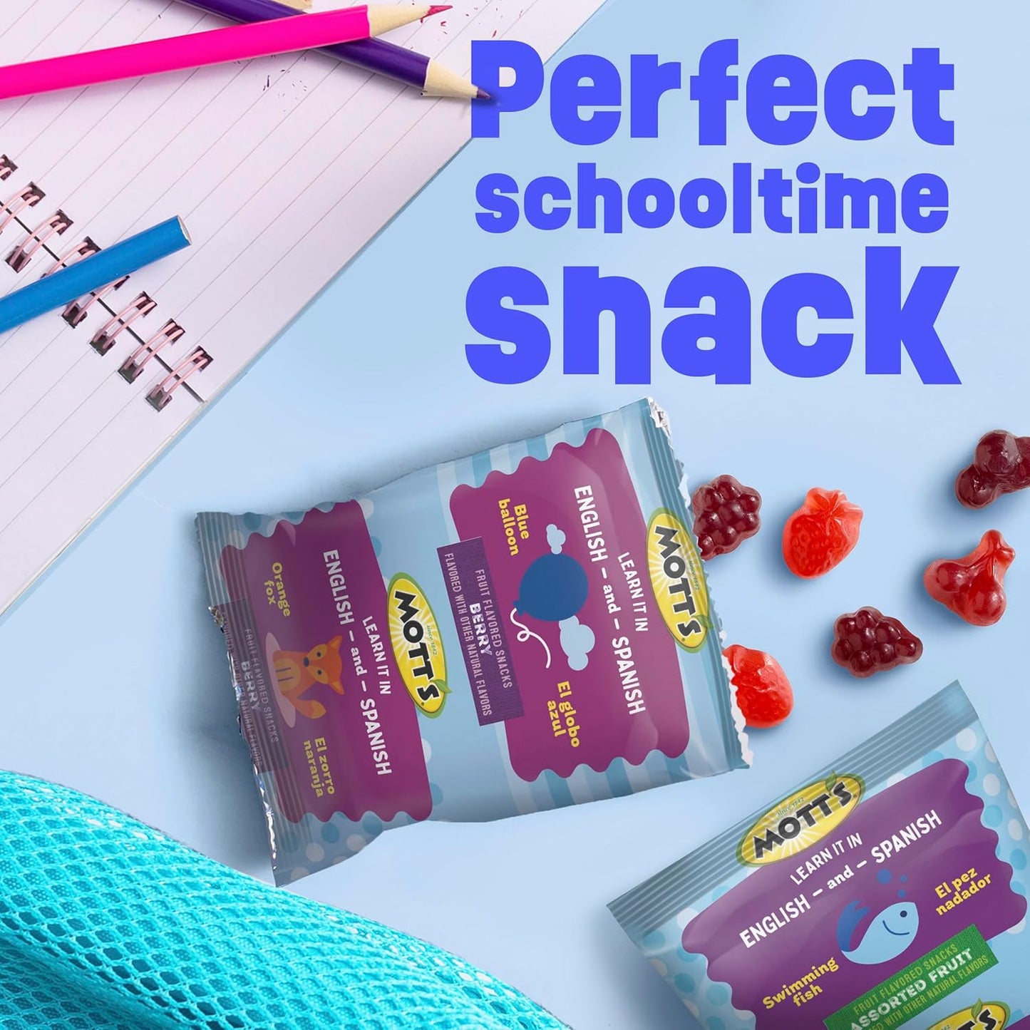 Mott's Berry Fruit Snacks – On-the-Go Snack for Field Trips and Park Days, 22 Pouch Bulk Pack