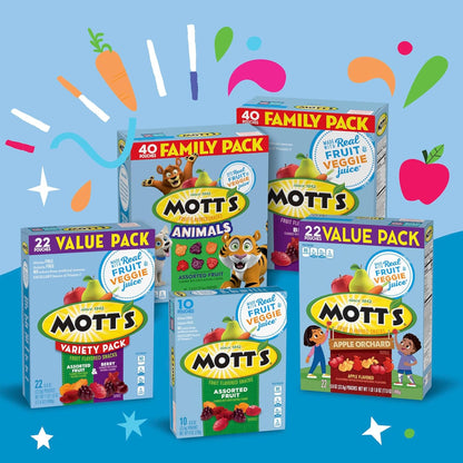 Mott's Portable Halloween Chewy Fruit Snacks for Family Movie Nights – Picnic and Tailgate Ready Pouch Snack, Assorted 40 Ct