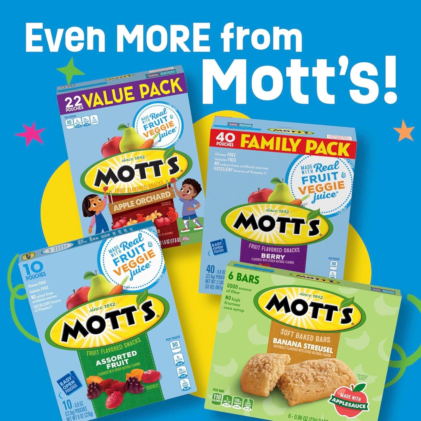 Mott's Portable Halloween Chewy Fruit Snacks for Family Movie Nights – Picnic and Tailgate Ready Pouch Snack, Assorted 40 Ct