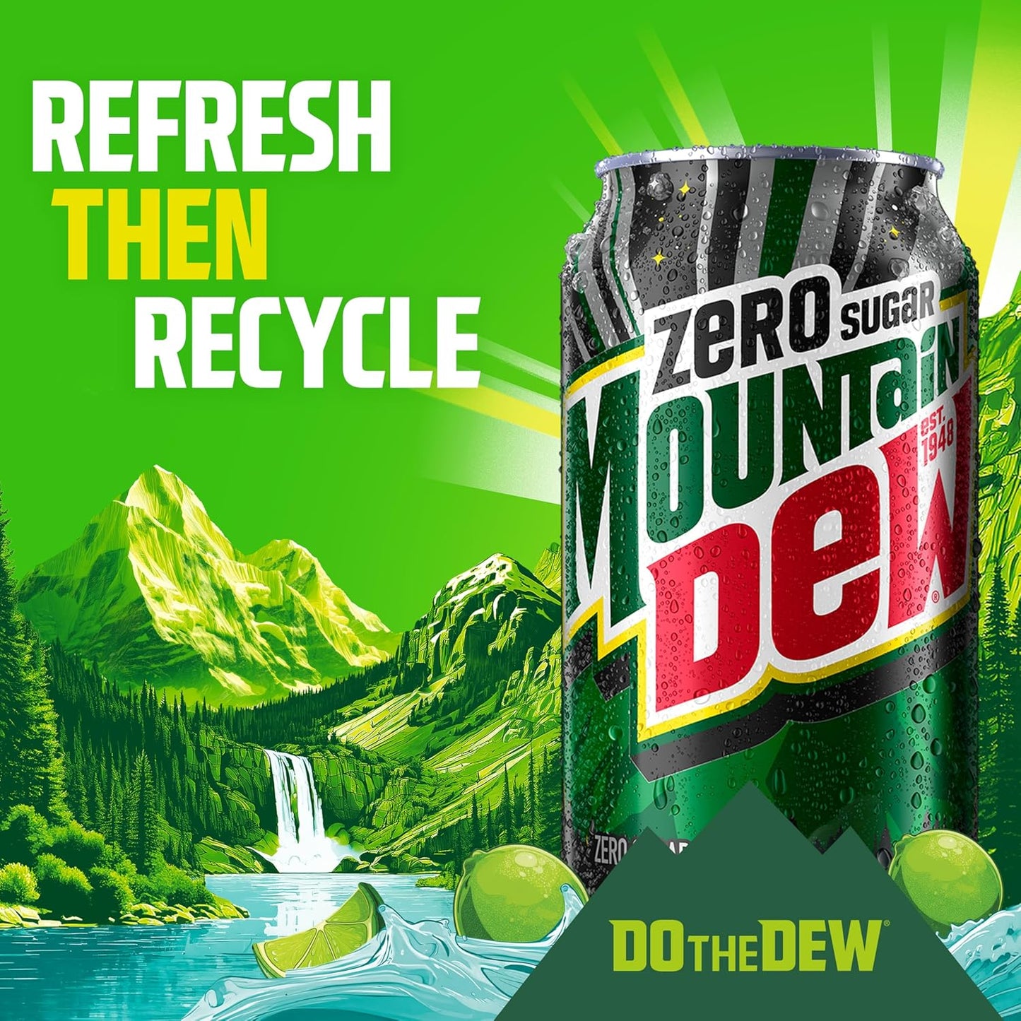 Mountain Dew Zero Sugar Soda – Bold Lemon-Lime Cans for Camping Trips and Road Trip Coolers, 12oz, 12 Pack