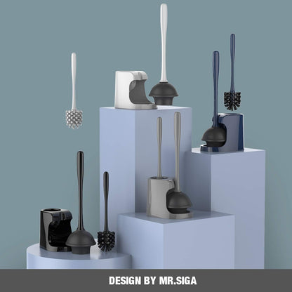 MR.SIGA 2-in-1 Toilet Plunger and Bowl Brush – Stylish Holder That Blends Into Any Bathroom Aesthetic