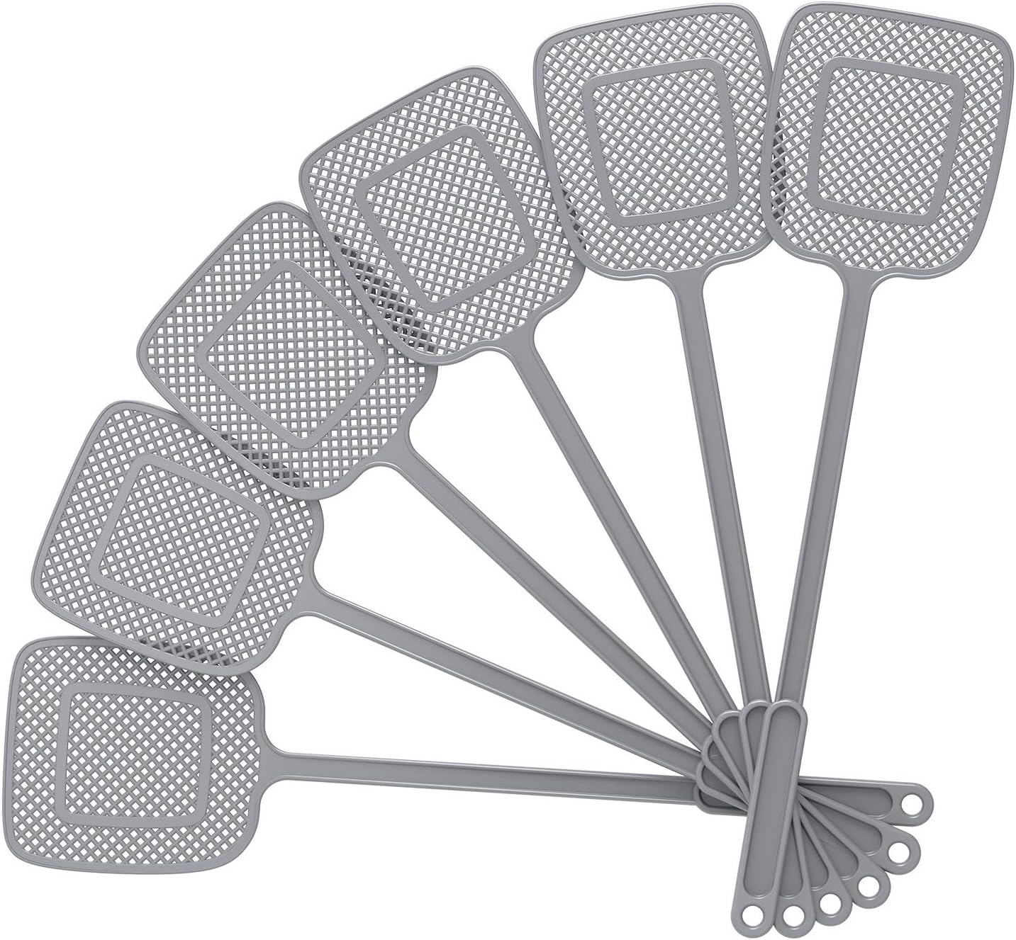 MR.SIGA Heavy Duty Long Handle Fly Swatter, Slim 0.2-Inch Profile Fly Swatter in Neutral Gray for Clutter-Free Homes
