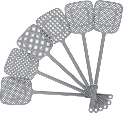 MR.SIGA Heavy Duty Long Handle Fly Swatter, Slim 0.2-Inch Profile Fly Swatter in Neutral Gray for Clutter-Free Homes
