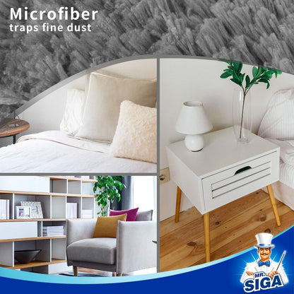 MR.SIGA Microfiber Duster in Soft Gray – Stylish Cleaning Accessory for Living Room and Bedroom Decor