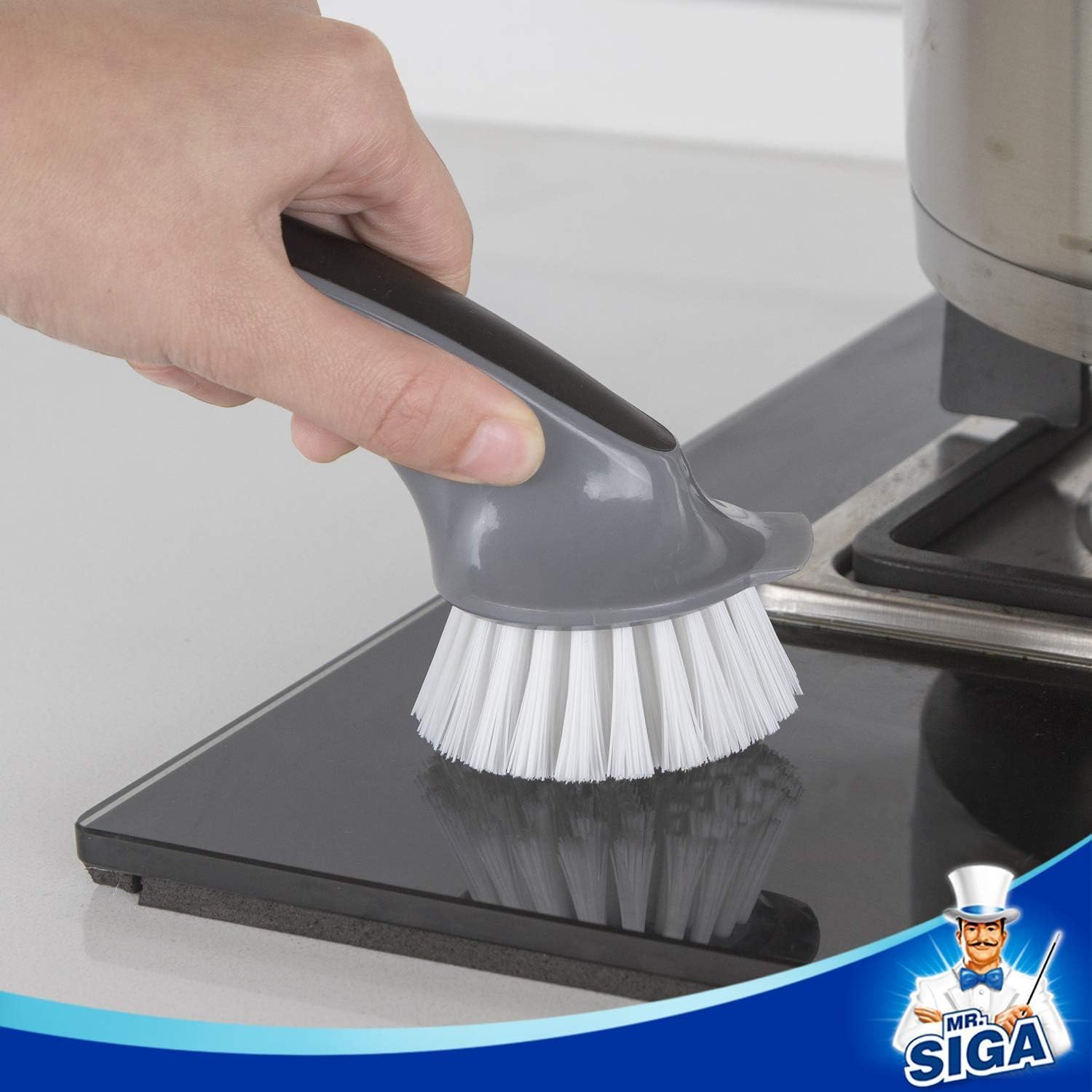 MR.SIGA Pot and Pan Cleaning Brush in Neutral Tones, Simple Dish Brush for Uncluttered Kitchens, Daily Scrubbing