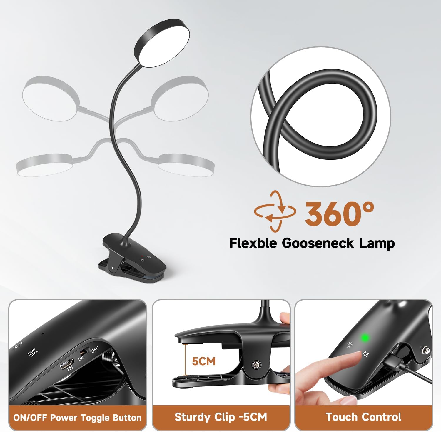 Mubarek Clip on Book Light – Flicker-Free Comfort Light for Mindful Evenings and Bedroom Relaxation