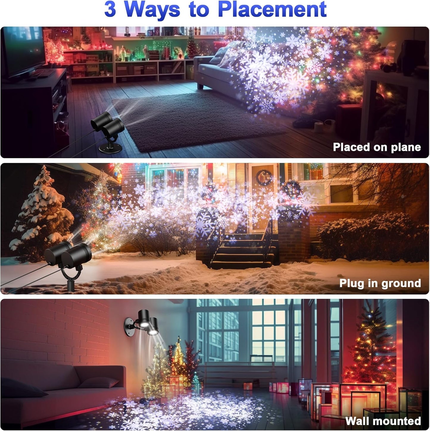 MuliVid LED Snowflake Projector – Weatherproof Outdoor Holiday Lighting for Garden Pathways, Fences, and Open-Air Entertaining