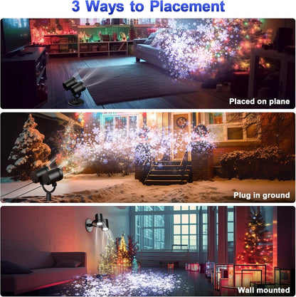 MuliVid LED Snowflake Projector – Weatherproof Outdoor Holiday Lighting for Garden Pathways, Fences, and Open-Air Entertaining
