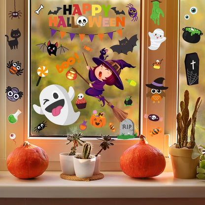 multi-element halloween theme including pumpkins, witches, skeletons, ghosts, and vampires