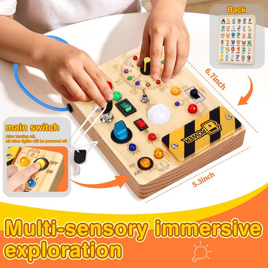 multiple interactive switches that build fine motor and hand-eye coordination