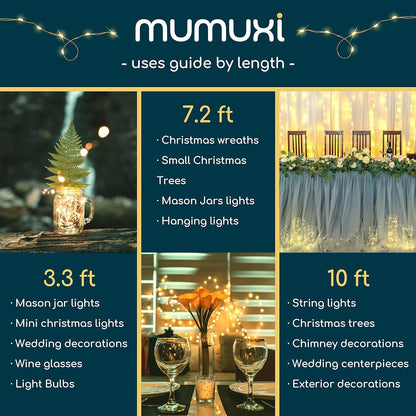 MUMUXI Battery Powered Fairy Lights 20 LEDs Copper Wire – Travel-Friendly Outdoor Decor for RV Patios, Pergolas, and Backyard Dinners