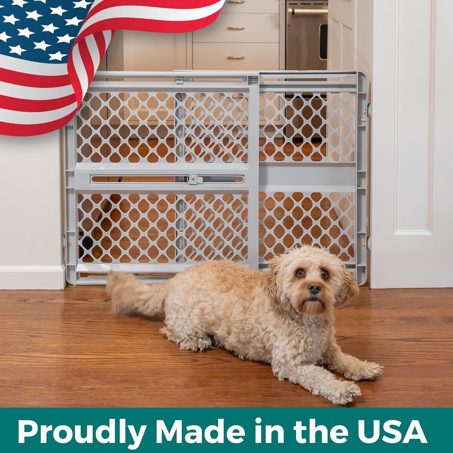 MYPET Universal Pet Gate – Hands-Free Swing Gate for Busy Households with Kids and Pets, 26 Inch Tall, Gray