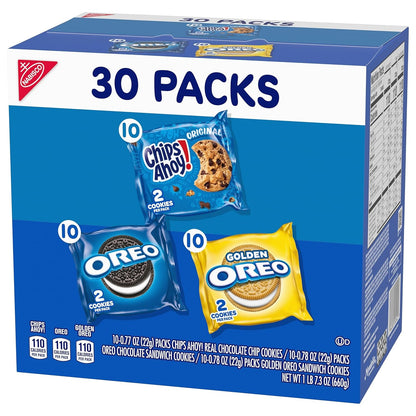 Nabisco Sweet Treats Cookie Variety Pack – Hostess Gift and Housewarming Snack Basket Idea, 30 Two-Cookie Packs