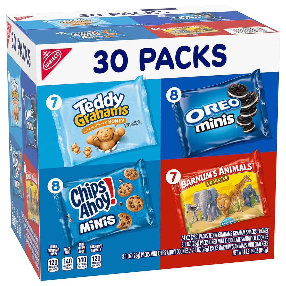 Nabisco Team Favorites Variety – Office Snack Box for Reception Desks and Meeting Tables, 30 Pre-Portioned Mini Treats