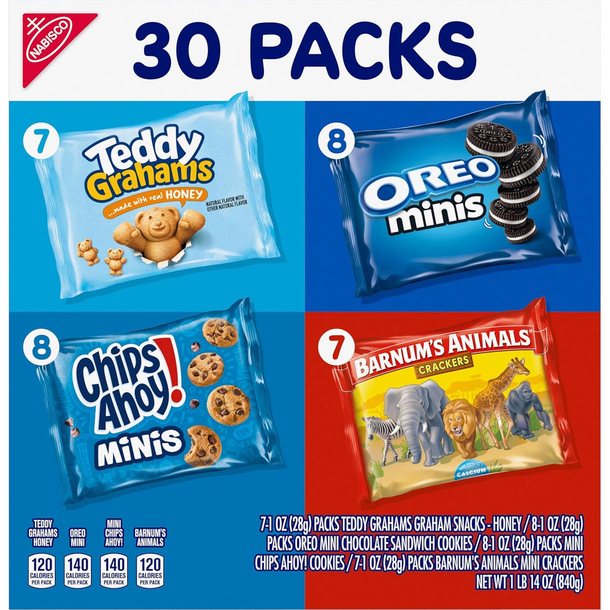 Nabisco Team Favorites Variety – Office Snack Box for Reception Desks and Meeting Tables, 30 Pre-Portioned Mini Treats