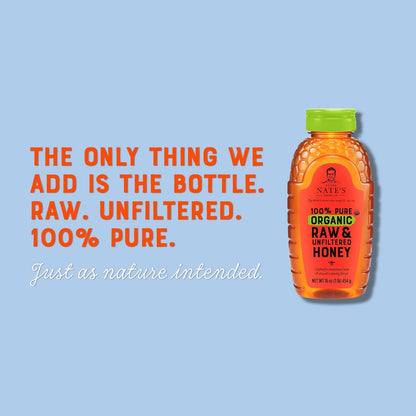 Nate's Organic Raw Squeeze Honey – Wellness Apothecary Pick, Soothing Drizzle for Oatmeal and Restorative Drinks